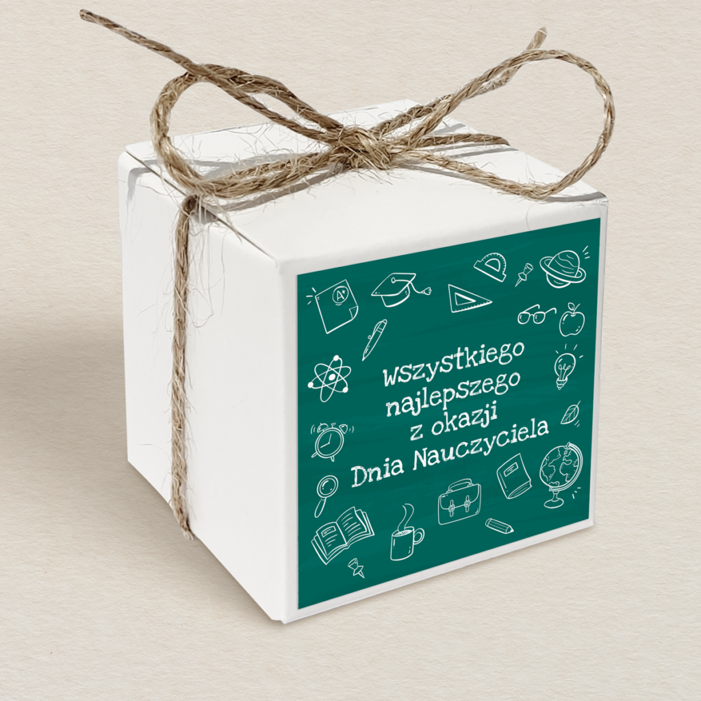 Pudełeczko upominkowe na Dzień Nauczyciela - Zielone doodle