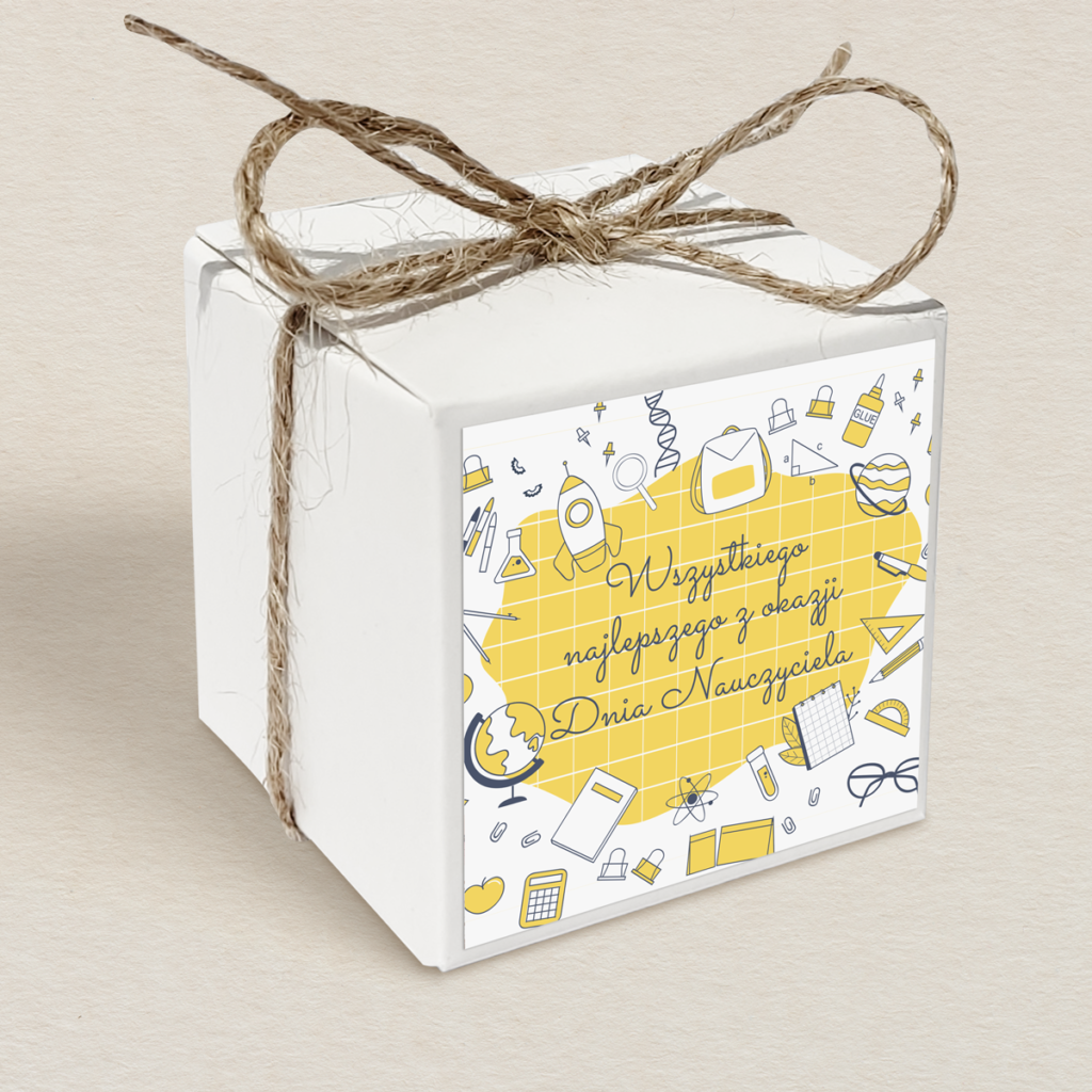 Pudełeczko upominkowe na Dzień Nauczyciela - Żółta tablica
