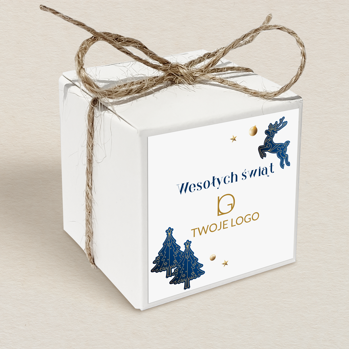 Świąteczne pudełeczko na krówki z logo - Renifery