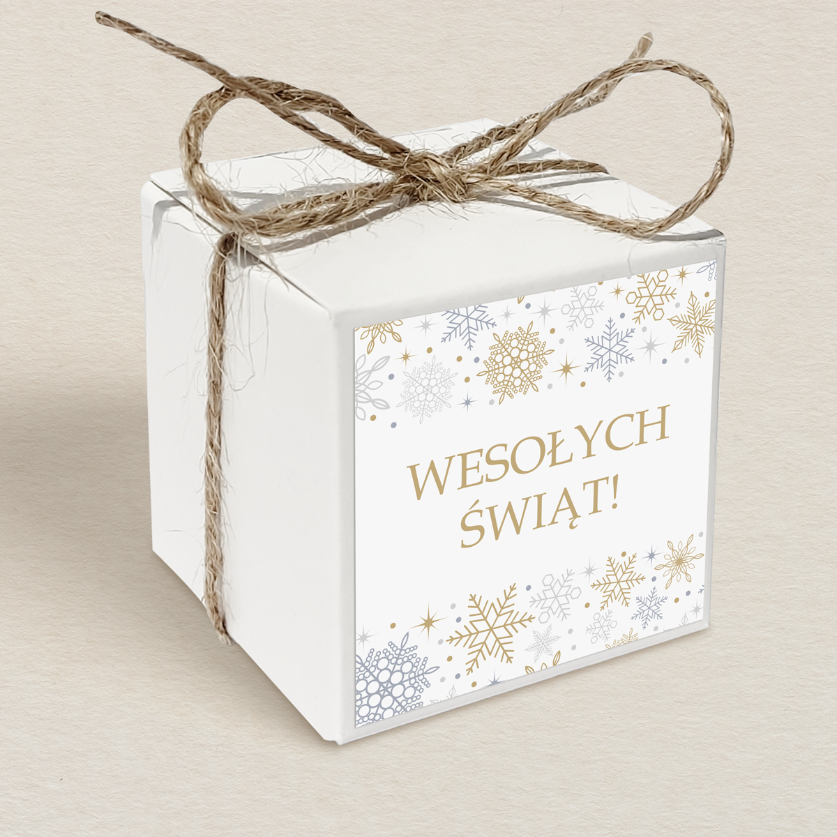 Świąteczne pudełeczko na krówki - Śnieżynki