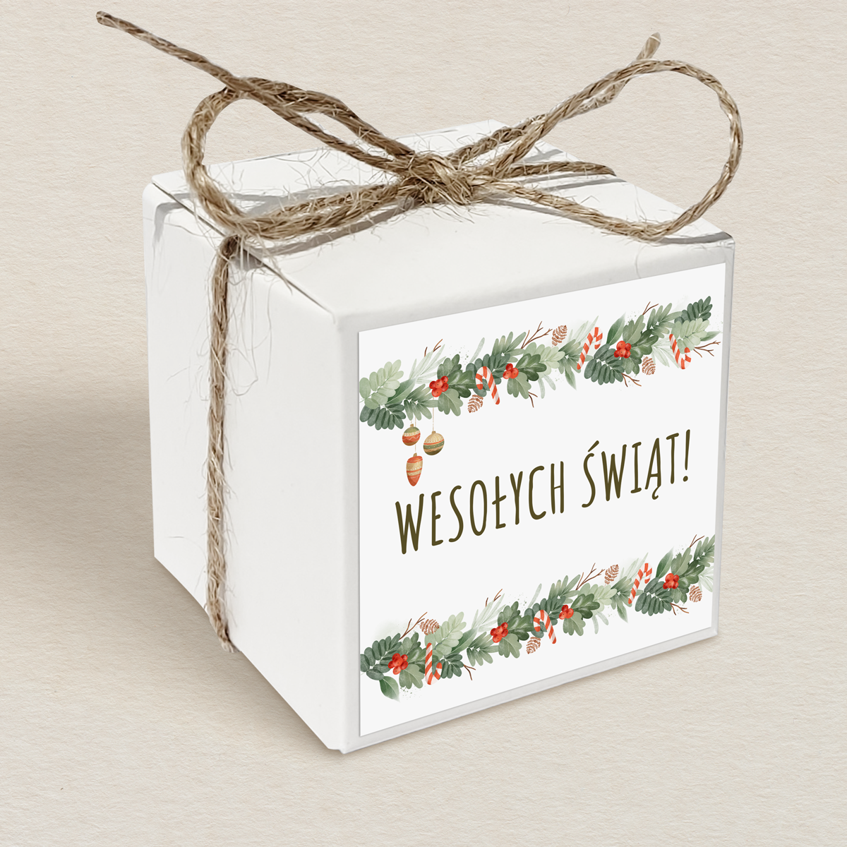 Świąteczne pudełeczko na krówki - Zielone gałązki