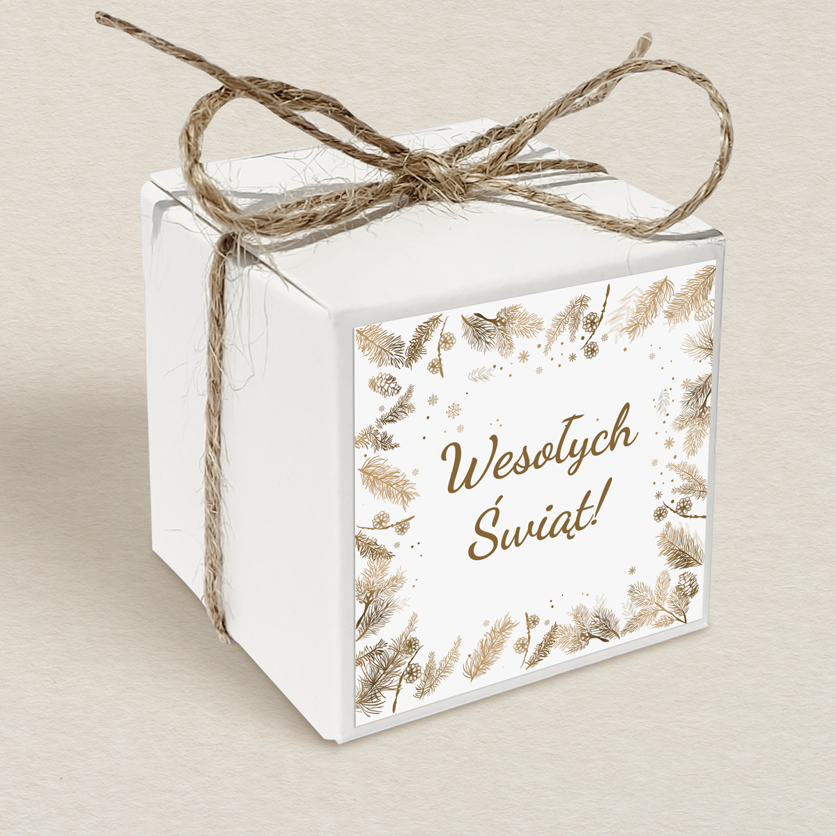 Świąteczne pudełeczko na krówki - Złote gałązki