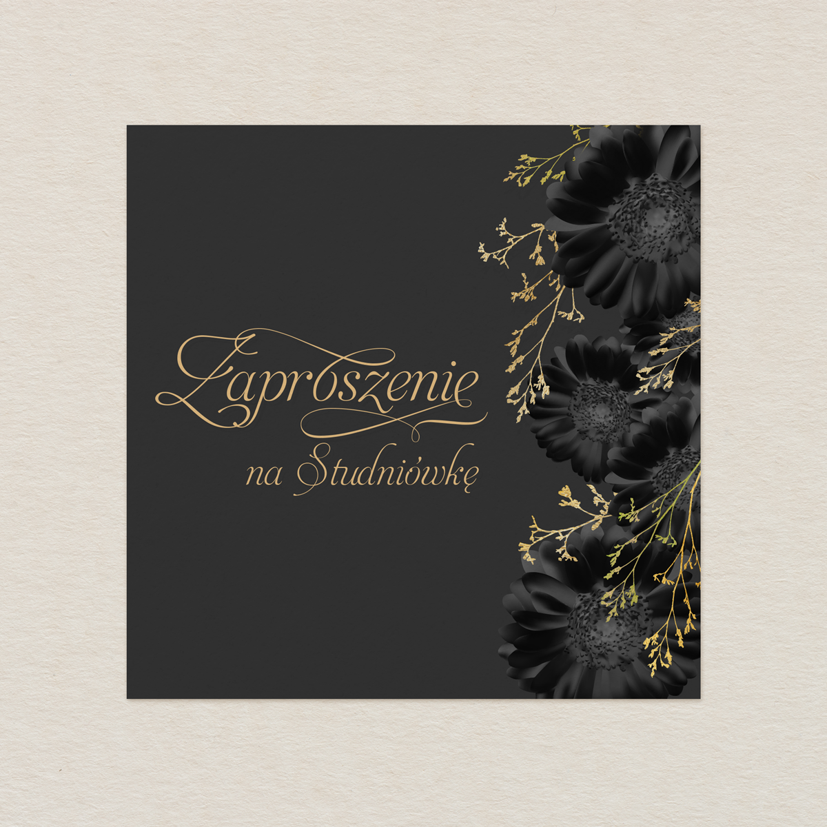 Zaproszenie na studniówkę - Czarne Kwiaty