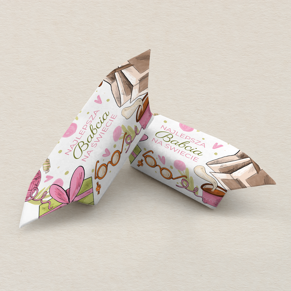 Krówki dzień babci - różowo - zielona