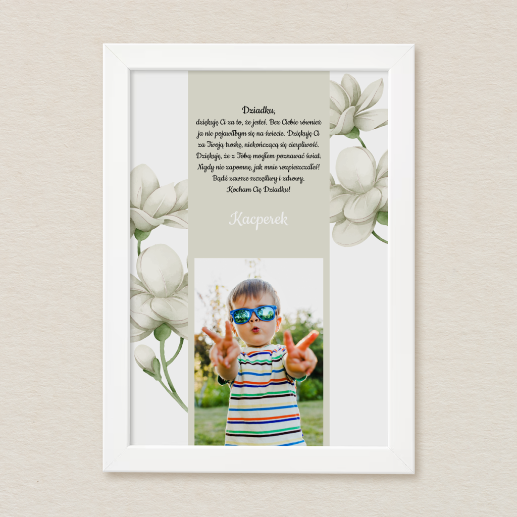 Tablica dla dziadka - Białe kwiaty