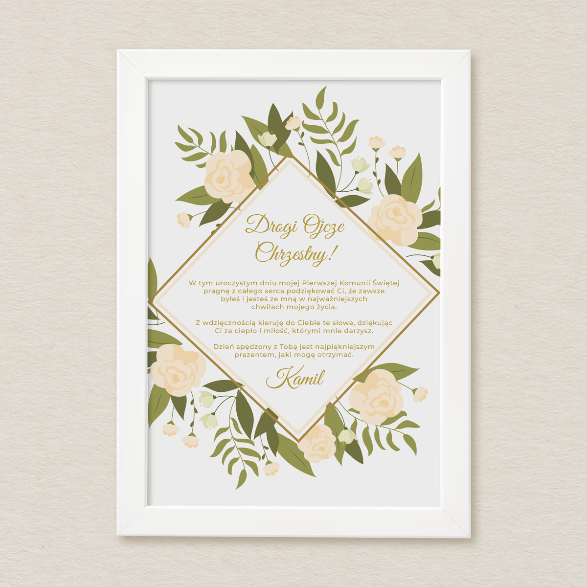 tablica-podziekowanie-dla-chrzestnych-biale-kwiaty