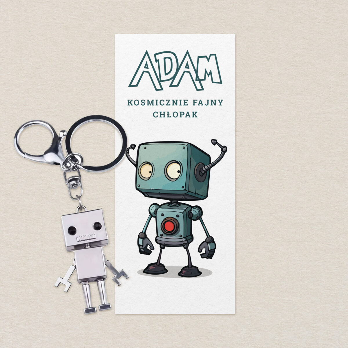 Brelok Robot z karteczką personalizowaną - Kosmicznie fajny chłopak