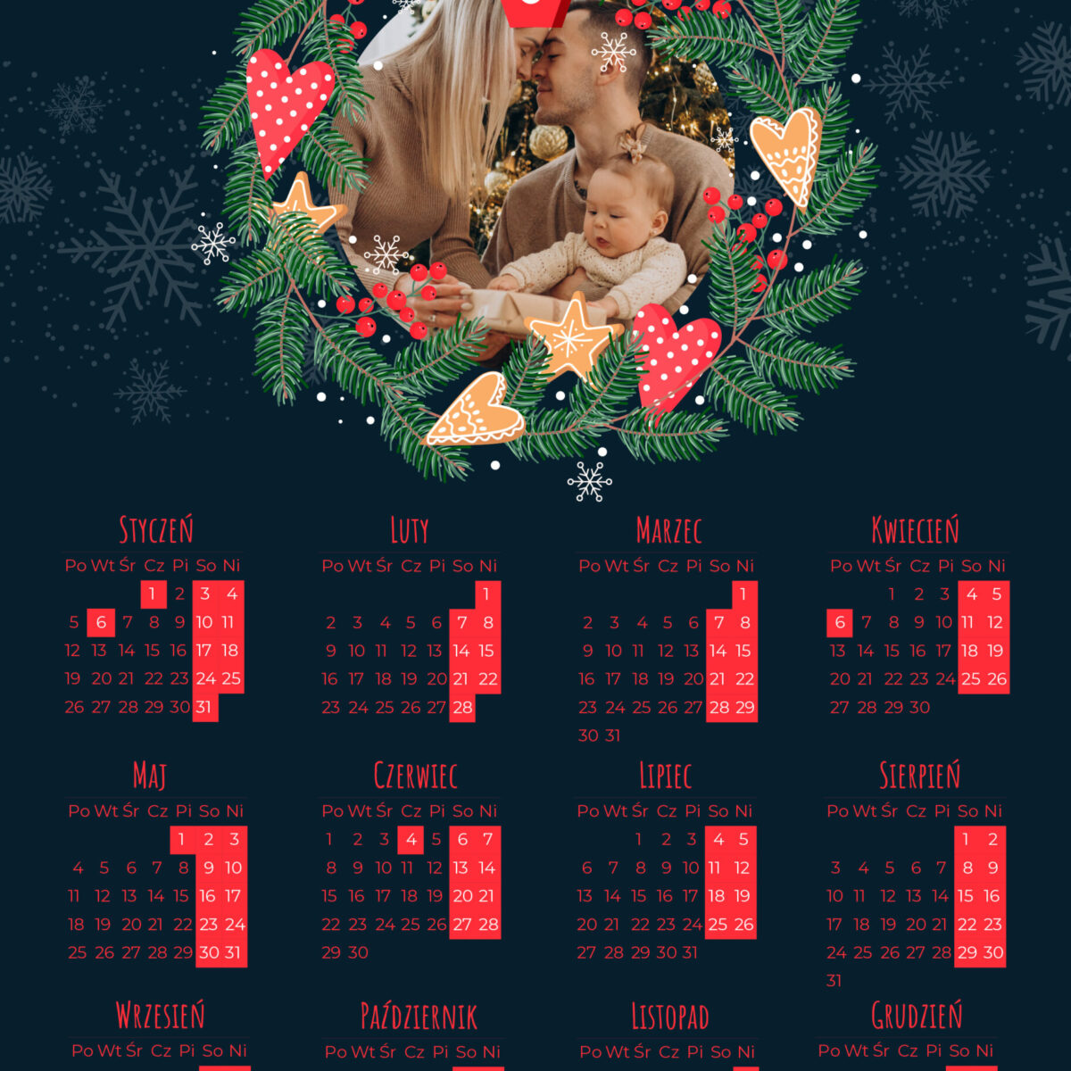 kalendarz-magnetyczny-a4-ze-zdjeciem-swiateczny-wianek