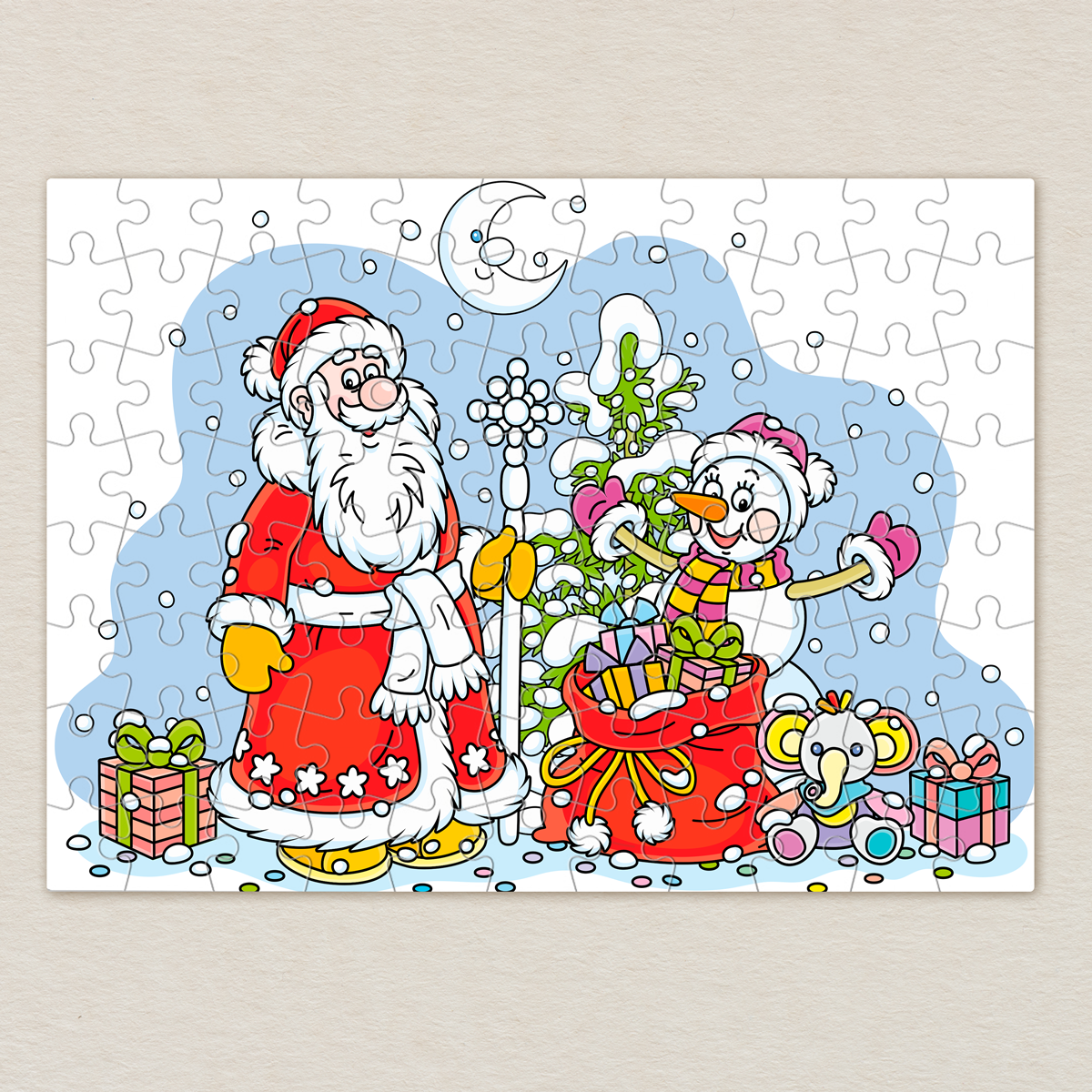 puzzle-z-nadrukiem-mikolaj-i-balwanek-w-akcji