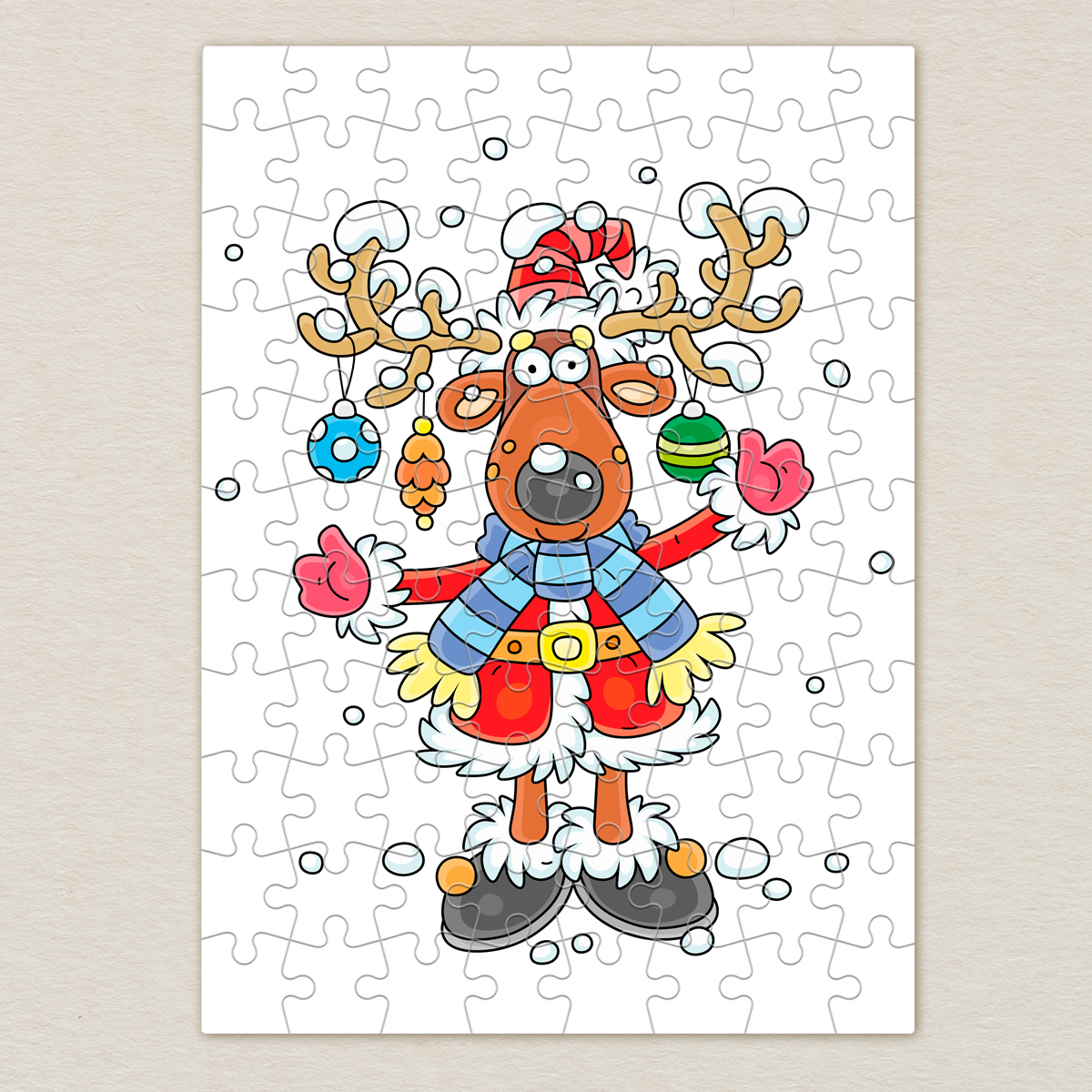 puzzle-z-nadrukiem-renifer-z-ozdobami