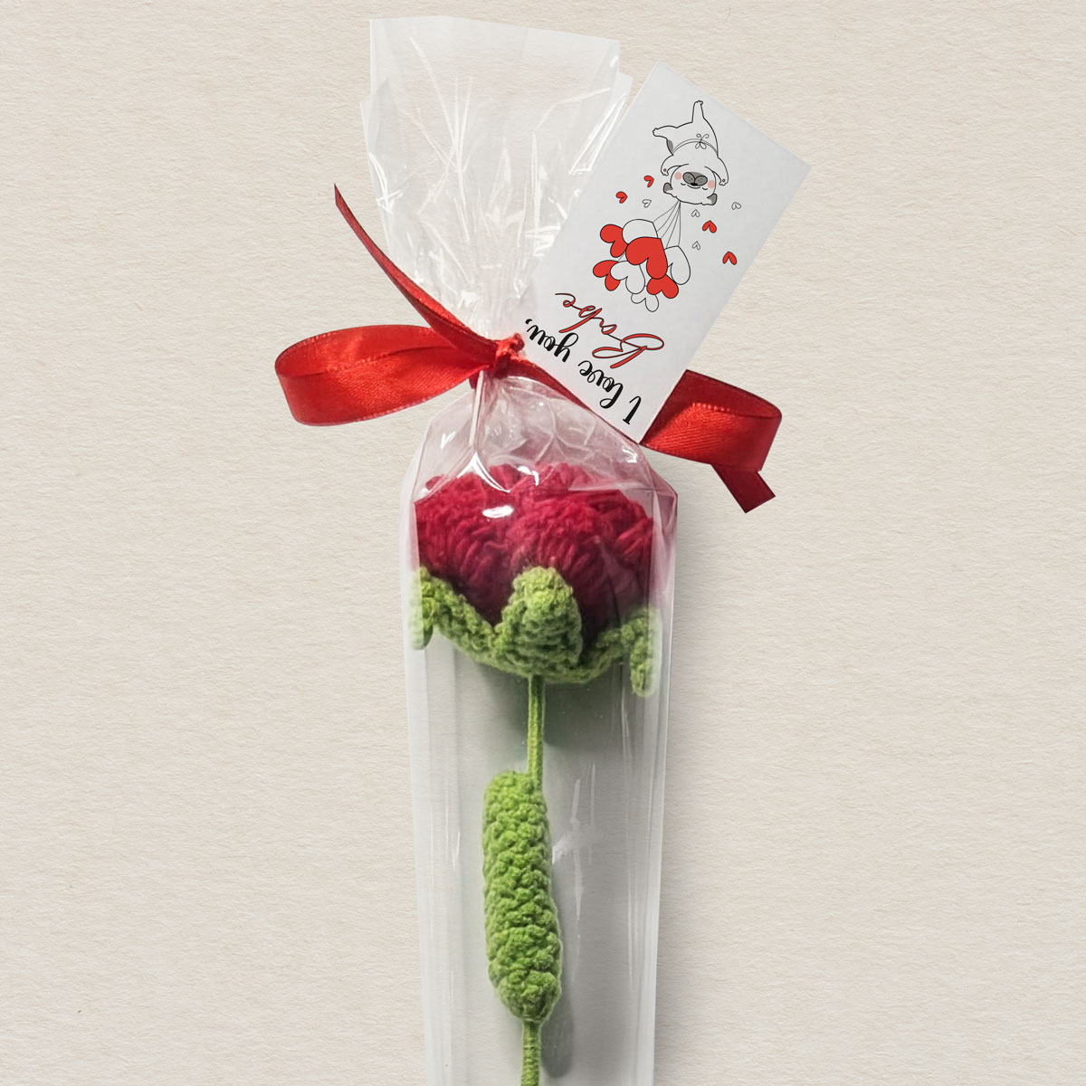 Kwiat Róża Handmade - Piesek z Balonami