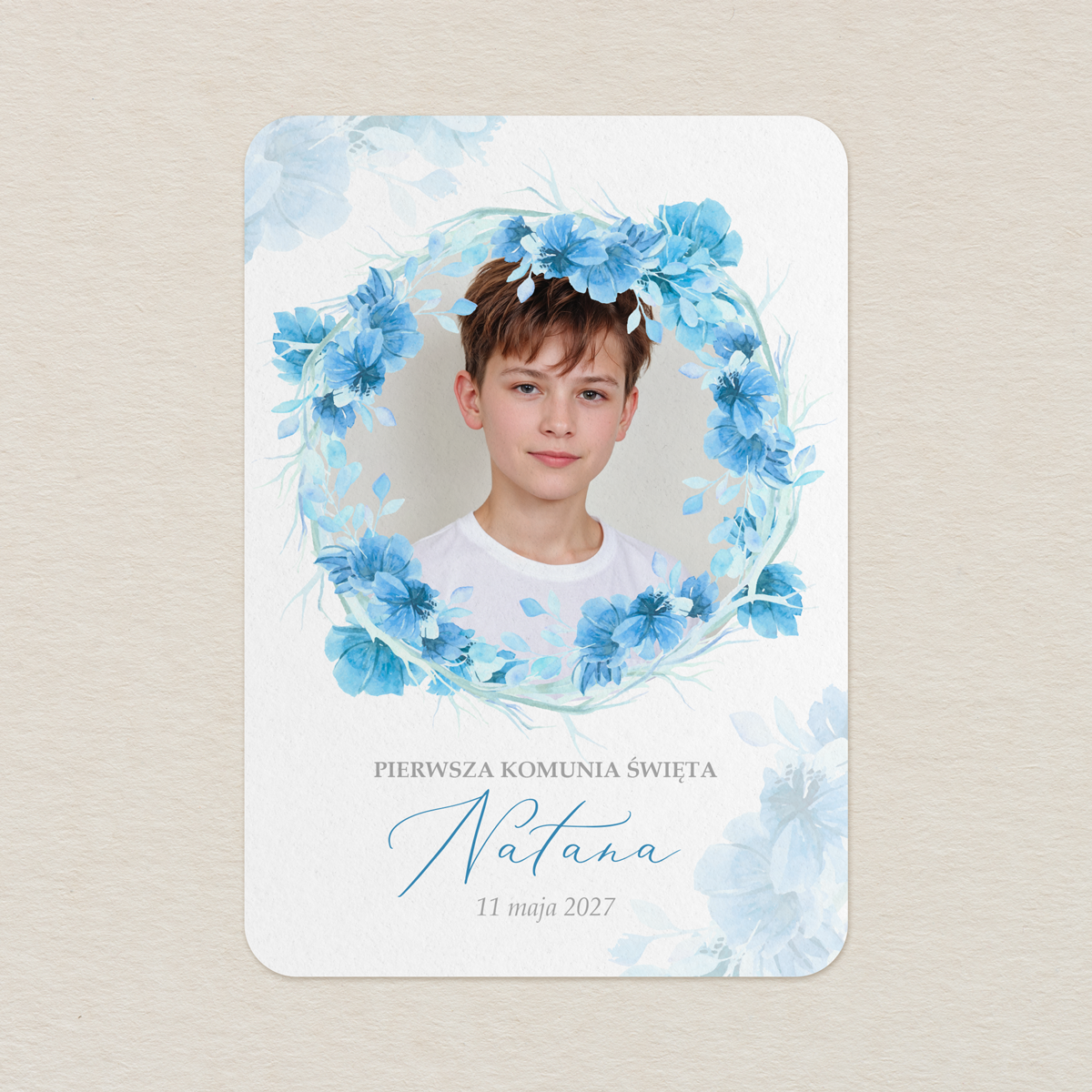 karta-podziekowanie-na-komunie-ze-zdjeciem-blekitny-wianek