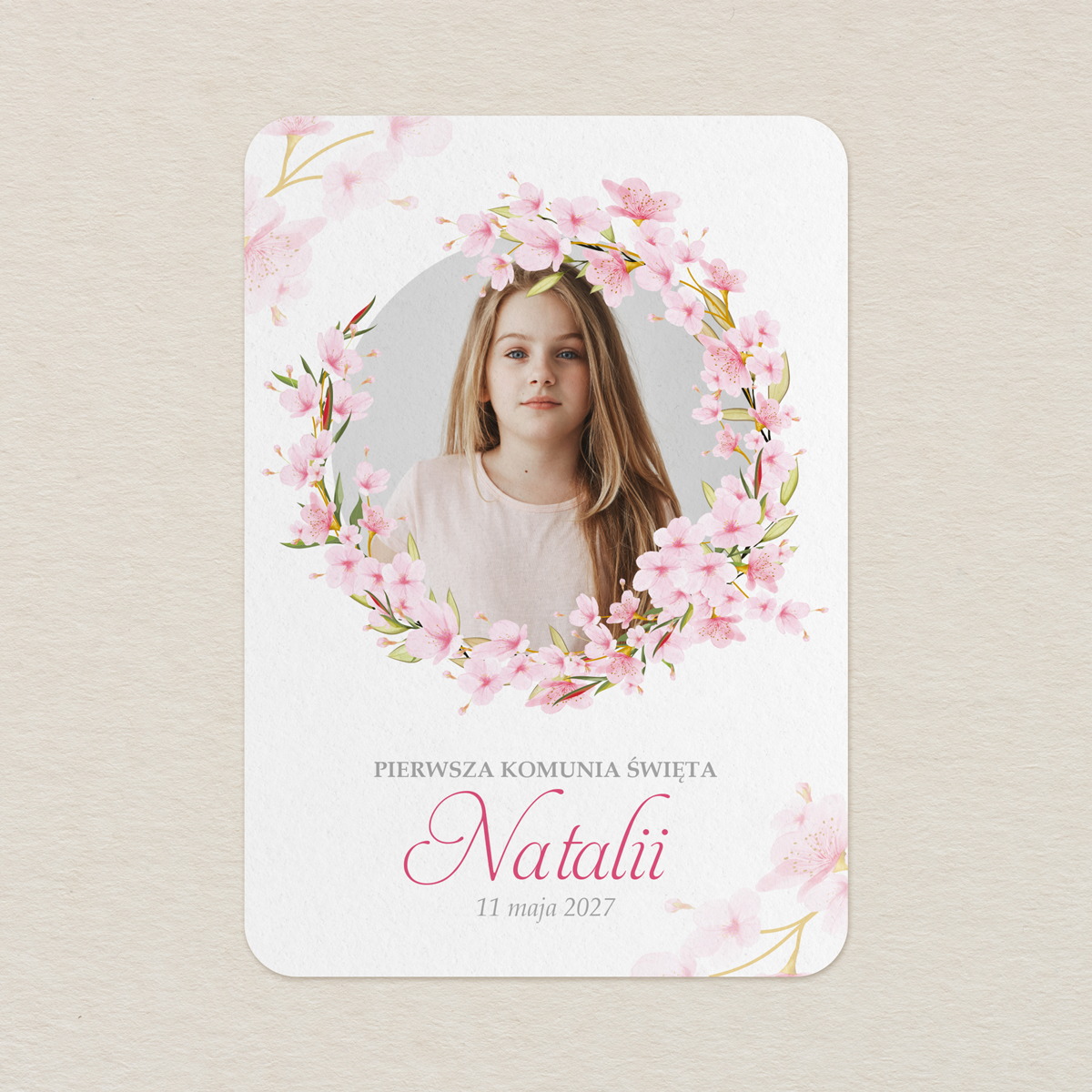 karta-podziekowanie-na-komunie-ze-zdjeciem-rozowa-magnolia