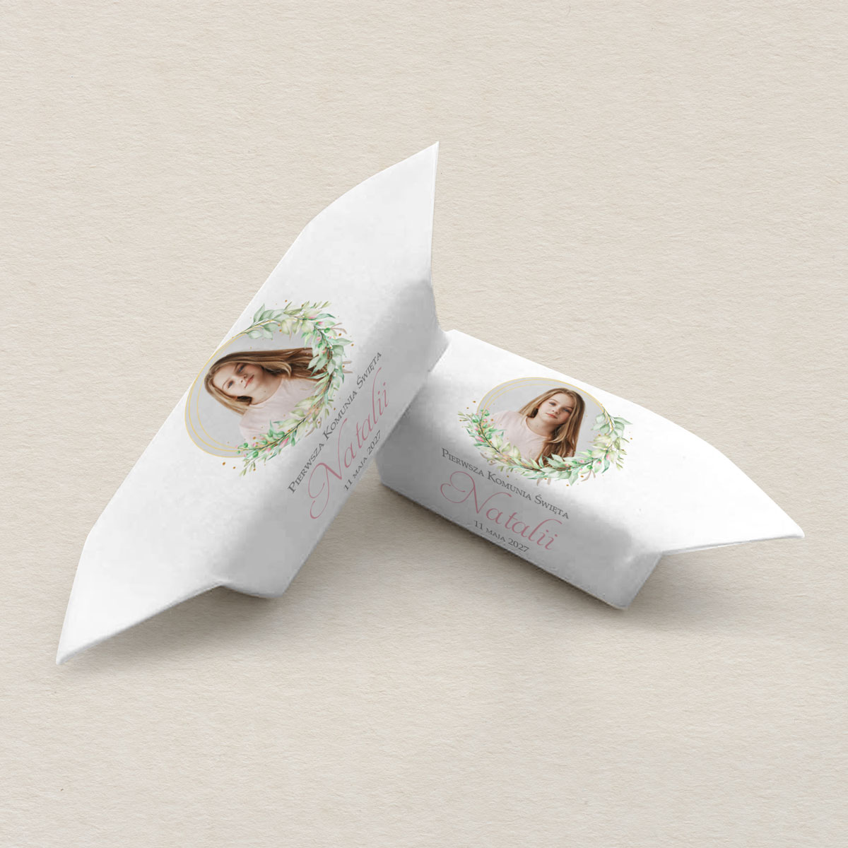 krowki-komunijne-ze-zdjeciem-zielony-wianek-gold-line