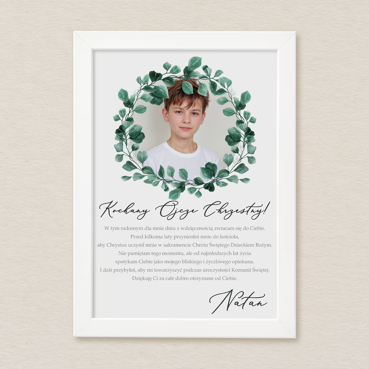 podziekowanie-komunijne-w-ramce-a4-zielony-wianek