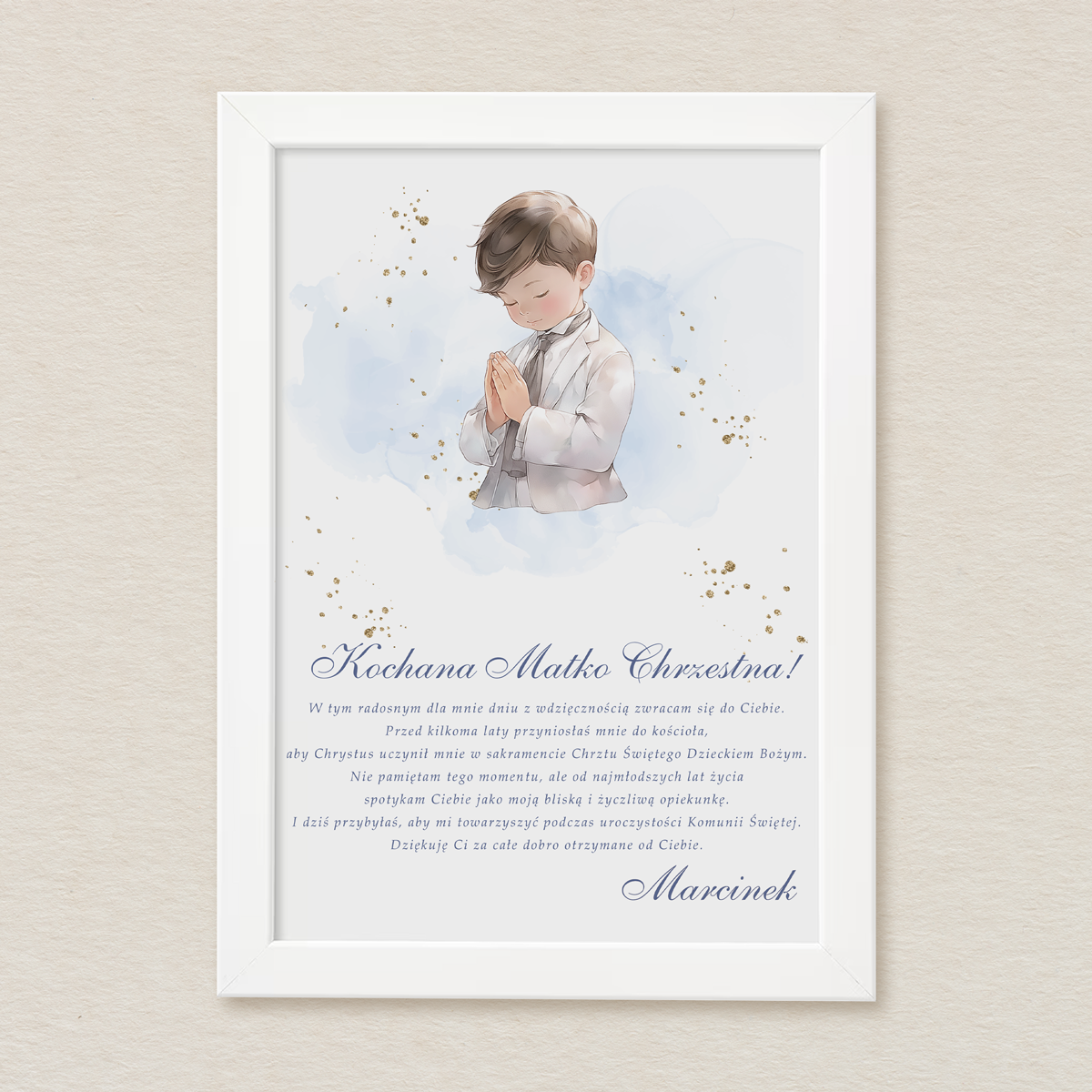 podziekowanie-komunijne-w-ramce-a4-anielski-chlopiec