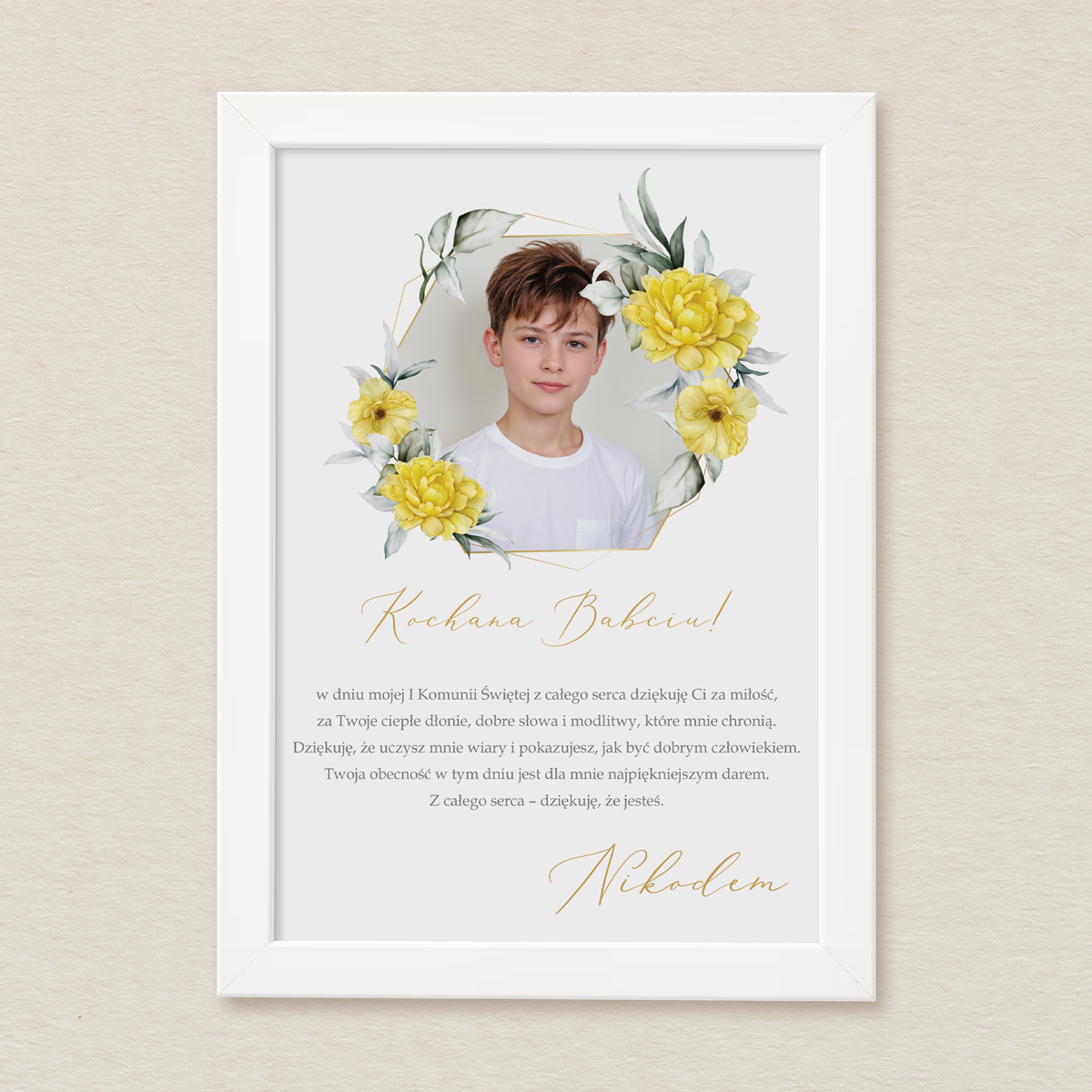 podziekowanie-komunijne-w-ramce-a4-sloneczne-kwiaty