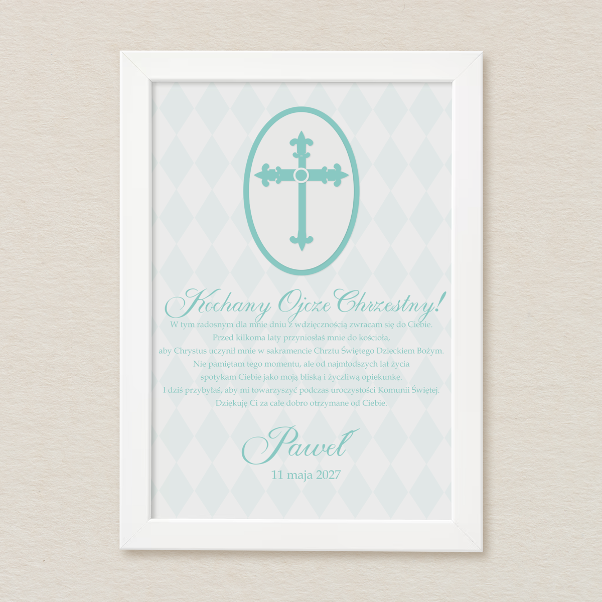 podziekowanie-komunijne-w-ramce-a4-mietowy-krzyz