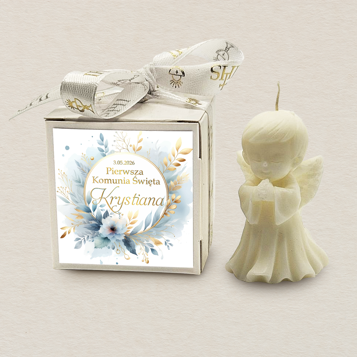 aniolek-w-pudelku-podziekowanie-dla-gosci-komunia-chlopca-zloty-wianek