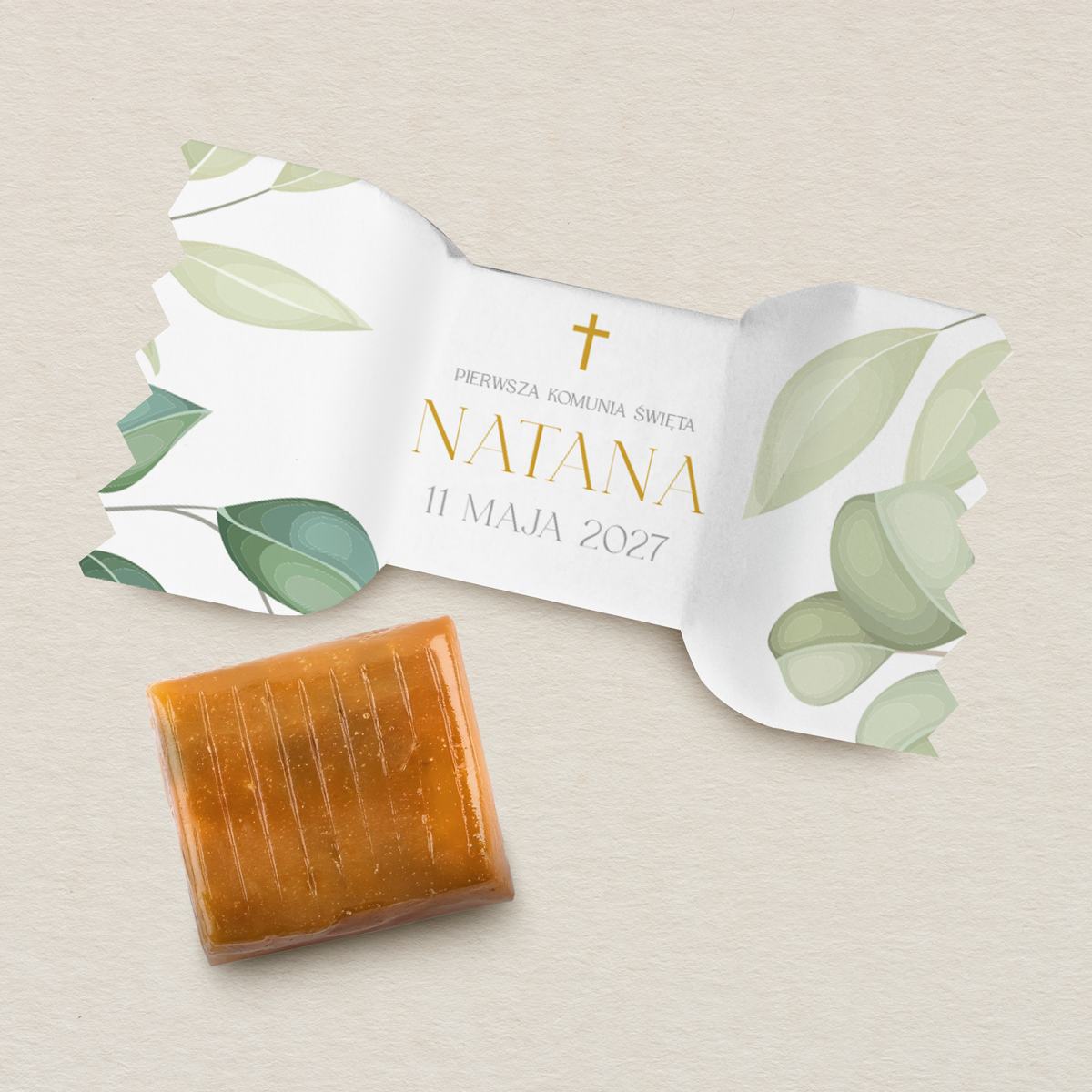 personalizowane-iryski-komunijne-10-szt-zielone-liscie