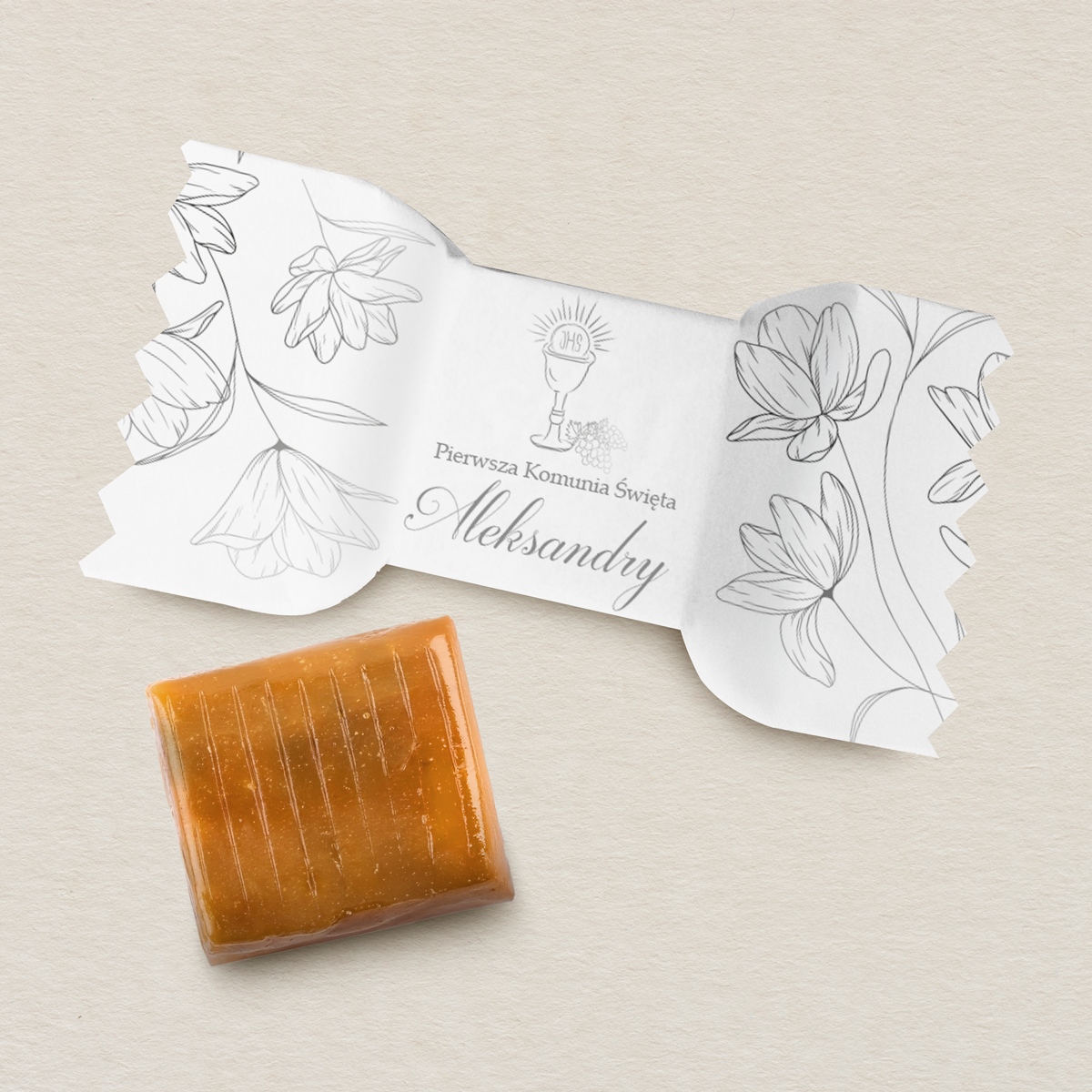 personalizowane-iryski-komunijne-10-szt-srebrne-kwiaty