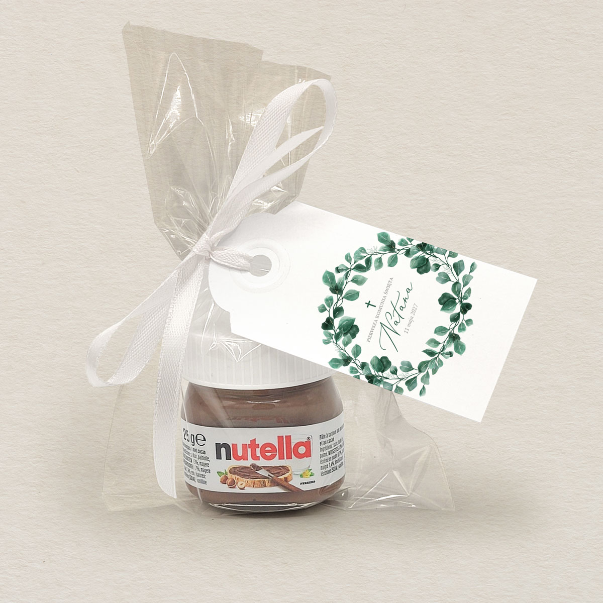 nutella-podziekowanie-komunijne-zielony-wianek-eukaliptus