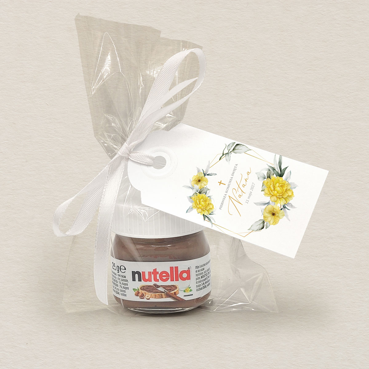 nutella-podziekowanie-komunijne-zolte-kwiaty-elegance