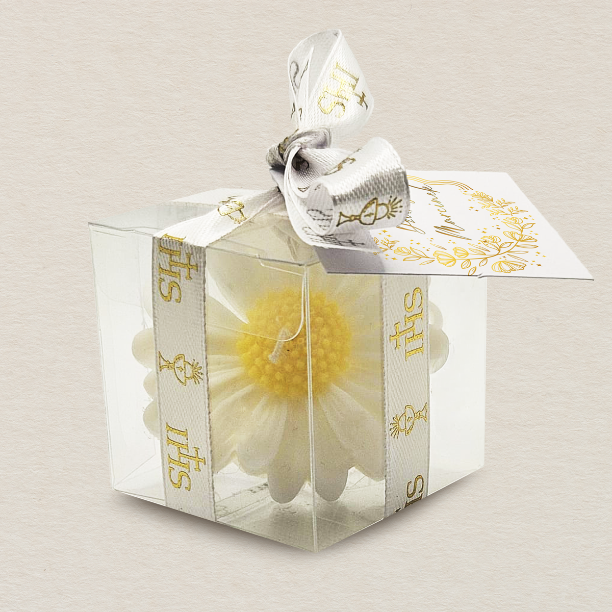 bialy-slonecznik-w-pudelku-podziekowanie-dla-gosci-komunia-zloty-wianek