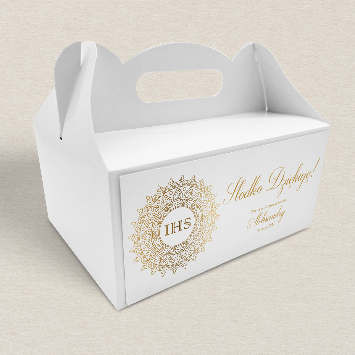 pudelko-na-ciasto-komunijne-zloty-ornament