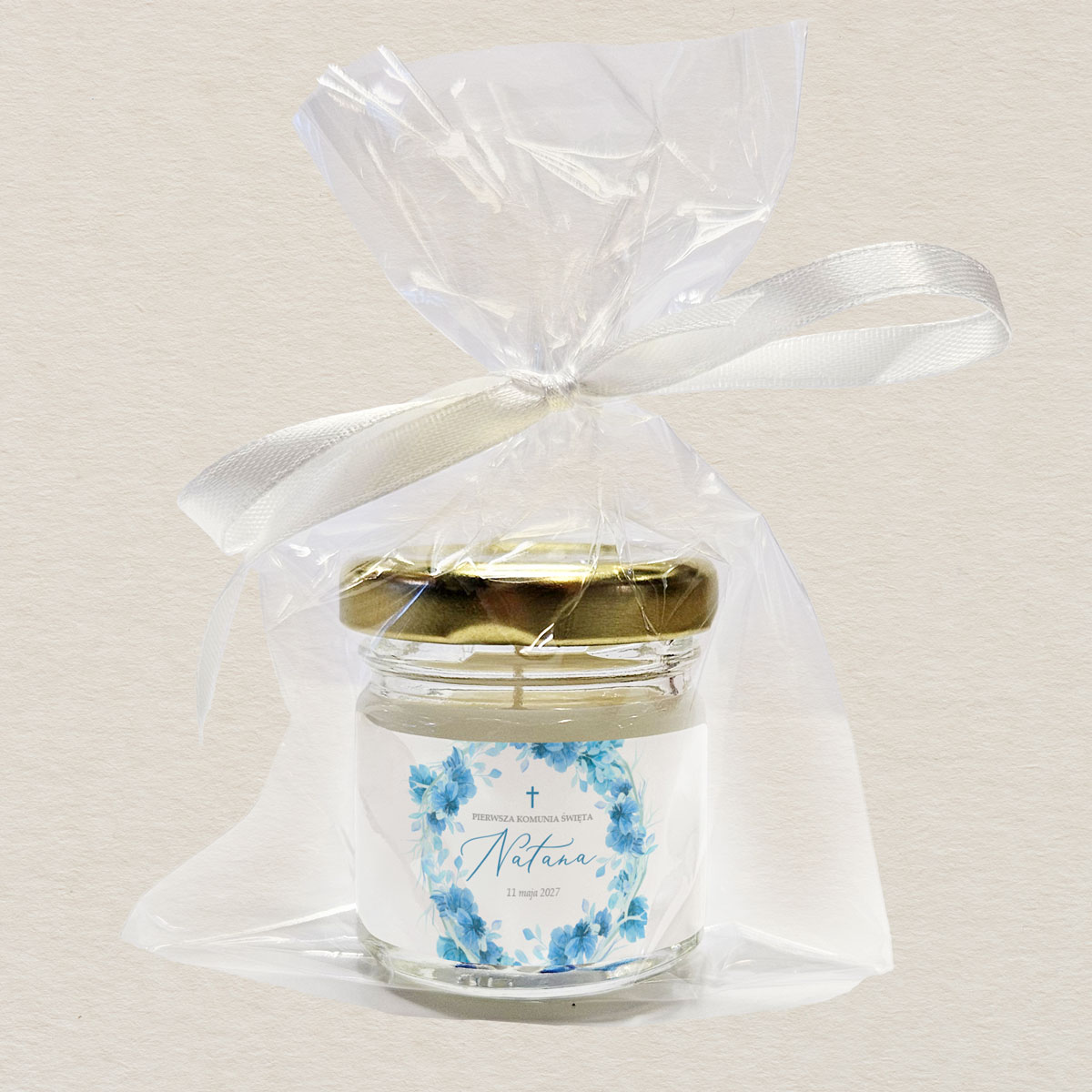swieczka-komunijna-podziekowanie-dla-gosci-niebieski-wianek